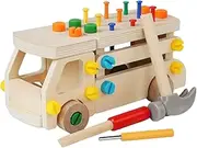 Perfeclan Wooden Screwdriver Board Set for Kids, Engineering Car Assembly Toy Gift