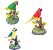 1 Singing Chirping Bird in Cage Moving Beak and Tail Sound Activated Tree Branch