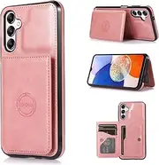 [YocoverTech] for Samsung A15 5G Case,for Galaxy A15 5G Back Case,PU Leather Magnetic Back Shell Cover Case with Card Holders[6.5 inch]-Pink