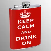 Flask 8oz Stainless Steel Keep Calm and Drink On Design-007 Whiskey