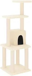 Cat Tree with Sisal Scratching Posts, 105 cm Tall Cat Tower for Indoor Cats, Multi-Level Scratching Post with Plush Perch & Condo, Sturdy & Cream-Colored Cat Furniture for Small Spaces