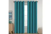Blockout Curtains Pair for Bedroom (2 Panels) Window Treatment Drapes Eyelet Blackout Curtains for Living Room, Turquoise Blue
