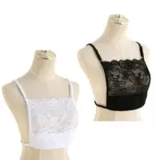 Spaghetti Straps Lace Mock Camisole Wrapped Chest Overlay Modesty Panel Vest