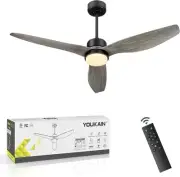 YOUKAIN Modern Ceiling Fan, 52 Inch Farmhouse Fan with LED Light Grey