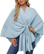 [Generic] Dayyearn Elegant Shawl Wraps Soft Open Front Poncho Sweater, Cross Front Knit Poncho Sweaters, for Women