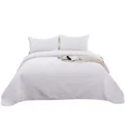 White Solid Quilted Set Soft Bedspread Coverlet Queen King Size Throw Rug Bed