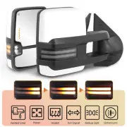 White Painted Tow Mirrors Switchback Turn Signal For 03-07 Silverado GMC Sierra