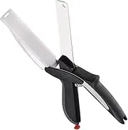 Kitchen Food Scissors, Queama Food Cutter Chopper Clever Stainless Steel Knife with Cutting Board Built-in-Use for Quick and Easy Cutting in Your Kitchen as Food shears,Vegetable Slicer,Fruit Cutter