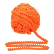 25 Yards Pom Pom Trim Ribbon, 0.5" Wide Fluorescent Orange Ball Fringe Trim