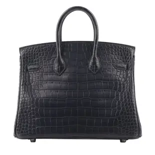 【Hermes 愛馬仕】Birkin 25cm 銀釦鱷魚皮內拼色手提包_展示品(深藍色/天方夜譚紫)/平行輸入