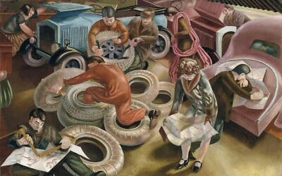 Sir Stanley Spencer : The Garage : Archival Canvas Art