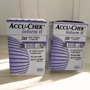 2 Pack Accu-Chek Inform II Blood Glucose Test Strips 50 ea./100 Total Exp 03/25