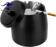 Outdoor Cigarette Ashtray with Lid Smokeless Stainless Steel Ash Trays Covered W