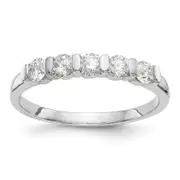 0.47ct. CZ Solid Real 14K White Gold 5-Stone Wedding Band Ring