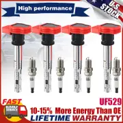 4X Ignition Coil & 4X Spark Plug for Audi A4 A5 A6 Q5 Q7 S4 S5 3.0/3.2L V6 UF529 (for: Audi)