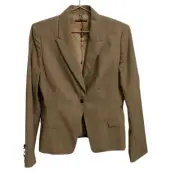 Elie Tahari Fitted Single Button Wool Blend Notch Collar Blazer Size 14