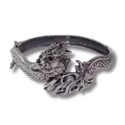 925 Sterling Silver Naga Bangle, Intricate Thai Design, Handcrafted