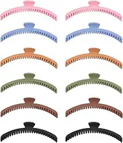 GTILE 12 Pcs Hold Everything Hair Flat Claw Clips for Thick and Thin Hair Strong Clip Double Row with 52 Teeth Straight and Curly Strong Clip Non-Slip