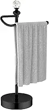 ROLABAM Heavy Weighted Hand Towel Holder(with Crystal Ball) Standing Hand Towel Holder Total Height 15.7'' for Kitchen,Bathroom,Vanity,Classic Decorative Metal Hand Towel Stand,Matte Black