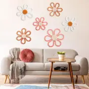 Barydat 6 Pcs Boho Nursery Decor Daisy Flower Woven Macrame Wall Hanging 3 Si...
