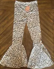 Grace & Emma Bell Bottom Pant Girl’s 10-12Y Stretch Flare Retro Y2K Style Animal