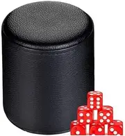 TX GIRL Leather Dice Cup Colored Craps Sets Casino Gambling KTV Bar Drinking Board Game Farkle Yahtzee Games Dice Box Dice Cup (Color : Black)