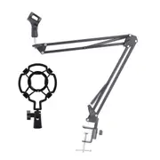 Microphone Suspension Boom Arm Desktop Stand Mic Holder with Shock Mount Camera Compatible