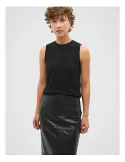 [Seed Heritage] Ribbed Textured Shell Top in Black