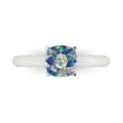 1.5 ct Cushion Cut Moissanite Gemstone Soliaire Engagement Ring, White Gold