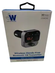 Just Wireless Bluetooth FM Transmitter with USB-C and USB-A Charging Port -