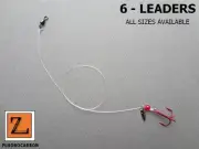 6 - FLUOROCARBON SPINNER TIP UP LEADER / RED TREBLE HOOK RIG - Z LEADERS #251