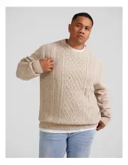 [Johnny Bigg] Cable Knit Sweater in Sand
