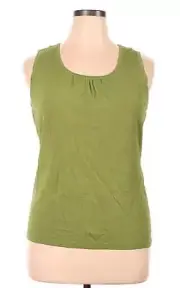 NWT NEW CHICOS 3 L OLIVE GREEN KNIT TANK TOP RAYON NYLON STRETCH 40 BUST 26 LONG