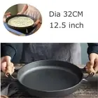 Dia 32CM/12.5inch Cast Iron Round Skillet with with Double Loop Wooden Handles