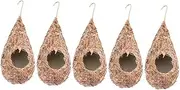 CLISPEED 5pcs Woven Birdhouse Handmade Hanging Pet Bird Breeding Nest Resting Place for Birds and Furry Animals for Home and Garden Decoration