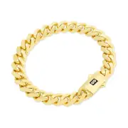 14k Yellow Gold Royal Monaco Miami Cuban Link 9mm Curb Chain Mens Bracelet 9"