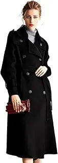 [XMZFQ] Womens Wool Trench Coats Classic Lapel Cashmere Pea Coat Autumn Winter Lightweight Warm Long Woolen Overcoat Long Sleeves Cardigan Jackets Outwear with Belt