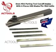 Mini Parting Tool Cut Off Holder 8mm With HSS Blades 6 Pcs For Mini Lathe AU