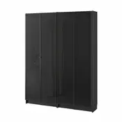 BILLY / HÖGBO bookcase combination w glass doors, black oak effect, 160x202 cm