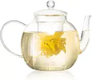 1530 Ml/52 Oz Glass Teapot Removable Infuser Clear Tea Kettle Stovetop Safe Leaf