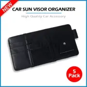 5X Leather Car Sun Visor Organizer Pouch Bag Multiple Pocket Card Storage Holder