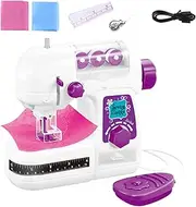 Kids Sewing Machine, Portable Electric Sewing Machine Toys, Small Sewing Machine Battery Powered Sewing Tool for Kids Ages 8-12 Childrens Girls Boys