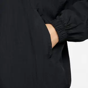 Nike 外套 NSW 女款 黑 立領外套 風衣 尼龍 寬鬆 鬆緊 金屬拉鍊【ACS】DM6182-010