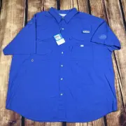 Columbia PFG Shirt Men’s 2XL Blue Performance Fishing Button Up L/S - Dr Pepper