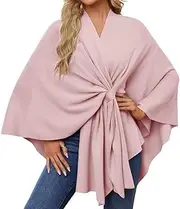 [HUIQINGLI] Dayyearn Women's Elegant Shawl Wraps Soft Open Front Poncho Sweater, Fall Winter Cross Front Poncho Shawls Cape