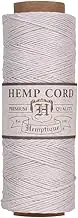 Hemptique 100% Natural Hemp Cord Single Spool - 205ft ~ 62.5m Hemp String Spool - Crafters Number 1 Choice - .5mm Cord Thread for Jewelry Making, Macramé, Scrapbooking, & More - White