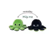 Reversible Octopus Plushie Double-sided Flip Doll Show Mood Toy GREEN BLACK