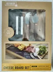 Wood & Slate Cheese Board Set Refinery Serving Set Acacia wood copper knives New