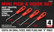 4 Piece Pick Hook Set O Ring Oil Seal Remover Tool Non Slip Handle Red Quality