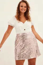 White Crop Top Puff Sleeve Textured Jersey